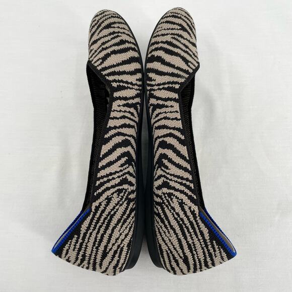 Rothy’s The Flat in Black Zebra Neutral Tapue Tan Printed Sustainable Flats 6.5 - Picture 2 of 15